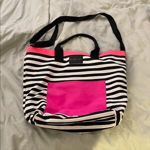 Victoria's Secret Black and Pink Striped Tote